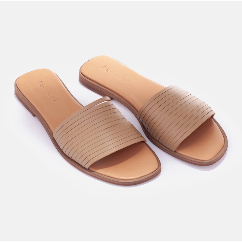 Marco Shoes Pantofole in pelle beige 1