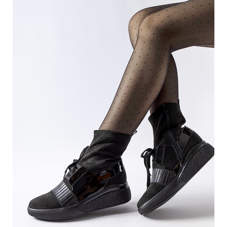 Stivaletti a calzino con zeppa neri Spoleto nero 1