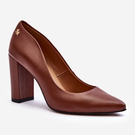 Décolleté in pelle con tacco alto Laura Messi 2624/237 Marrone 1