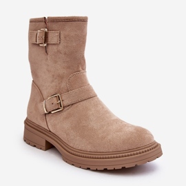 Stivali Bassi Da Donna Con Fibbie, Bliggore Beige 1