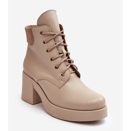 Stivaletti in Pelle da Donna con Tacco Alto Beige Lemar Leocera 1