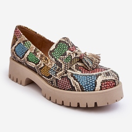 Scarpe da Donna in Pelle con Frange Maciejka 05497-45 Multicolor beige 1