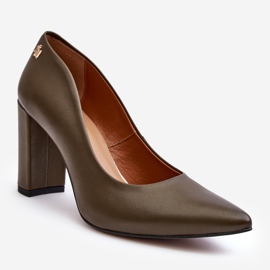 Décolleté in pelle con tacco alto Laura Messi 2624/227 Verde scuro 1
