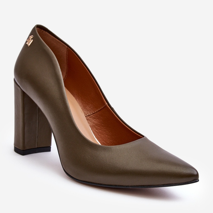 Décolleté in pelle con tacco alto Laura Messi 2624/227 Verde scuro 1