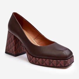 Décolleté in pelle con tacco alto Laura Messi 259/236-820 Marrone 1