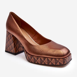 Décolleté in Pelle con Tacco Alto Laura Messi 259/819-821 Rame marrone 1