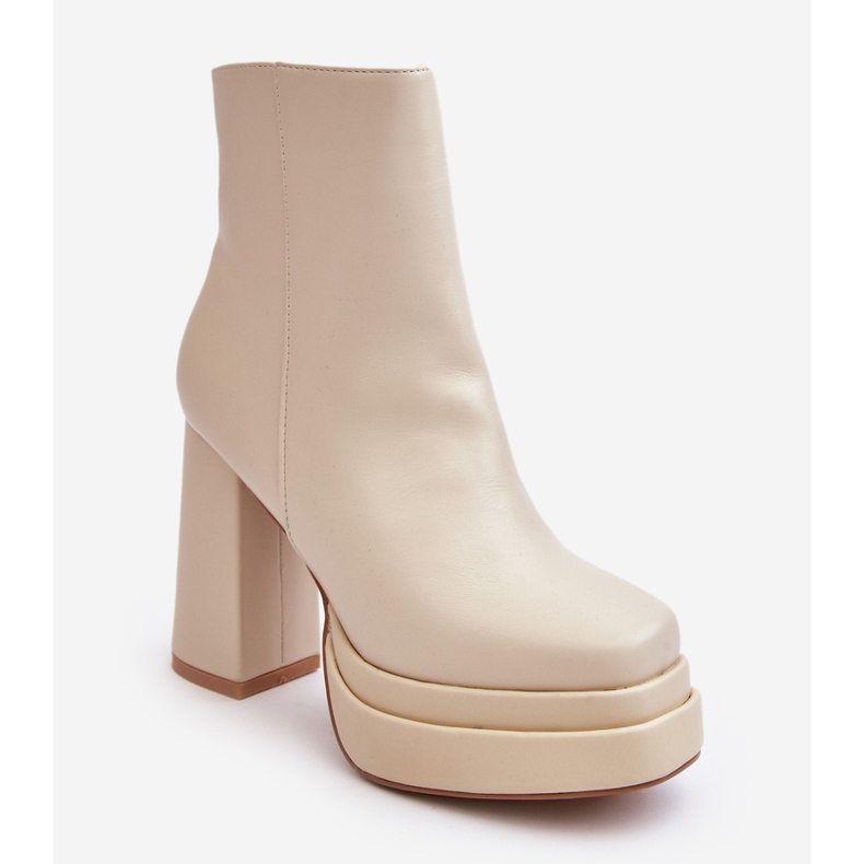 WS1 Stivaletti da Donna con Tacco Alto e Plateau, Sandstra Beige Chiaro 1