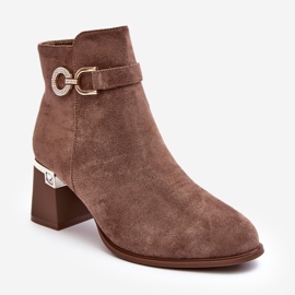 WJ2 Stivaletti in pelle scamosciata marrone da donna alla moda Nola 1