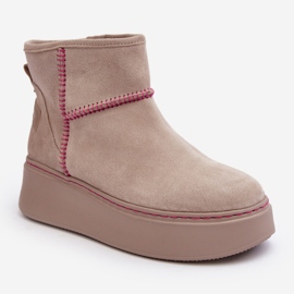 Stivali da neve in pelle scamosciata da donna Maciejka 06257-22 Beige chiaro 1