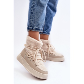 FG2 Stivali da neve con plateau da donna Ahatissa beige chiaro 1