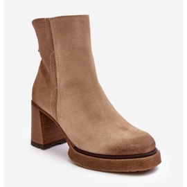 Stivaletti da Donna in Camoscio con Tacco Alto Beige Lemar Remilda 1