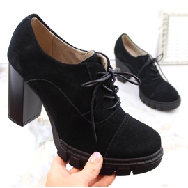 Scarpe da donna in camoscio nero con tacco alto e plateau, Filippo DP4918 1