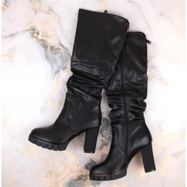 Stivali da donna neri stropicciati e isolanti con tacco alto neri Filippo DKZ4814 nero 1