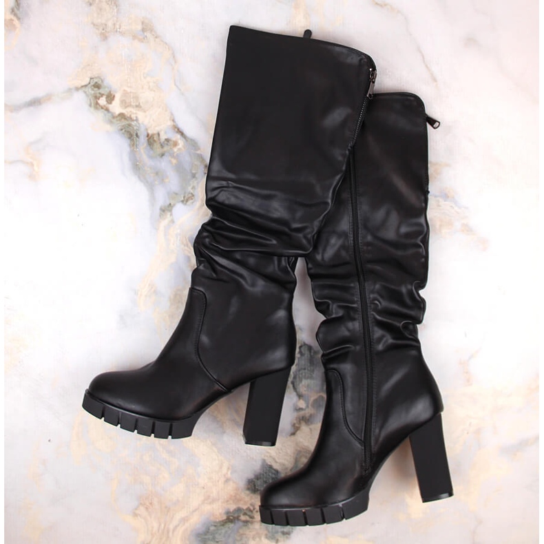 Stivali da donna neri stropicciati e isolanti con tacco alto neri Filippo DKZ4814 nero 1