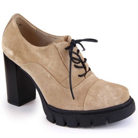 Filippo W PAW473B scarpe in pelle beige con tacco alto e plateau 1