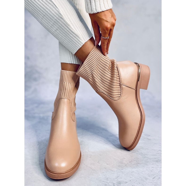 Stivaletti con tomaia a calzino Sendi Nude beige 1