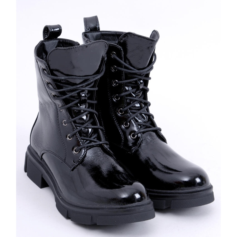 Stivali stringati laccati di Neil Black nero 2