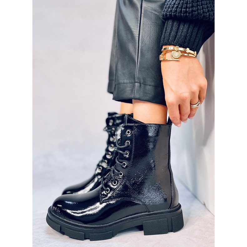 Stivali stringati laccati di Neil Black nero 1