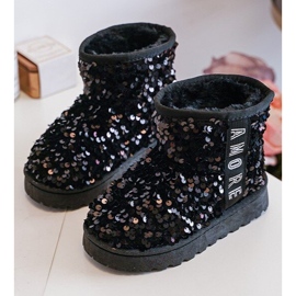Doposci per bambini isolati con paillettes, Rebbica nera nero 2