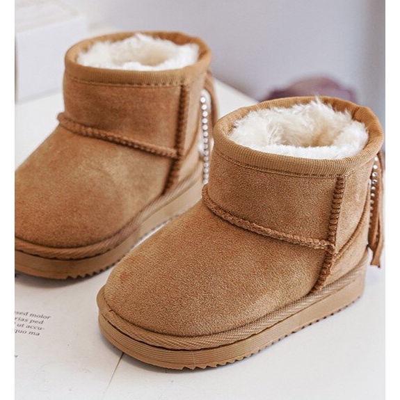 Stivali da neve isolati per bambini con frange Camel Mikyla marrone 1
