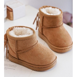 Stivali da neve isolati per bambini con frange Camel Mikyla marrone 2