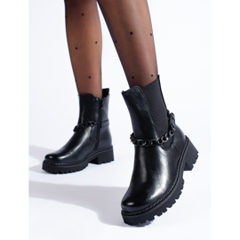 Stivaletti Chelsea da donna neri con catena nero 1
