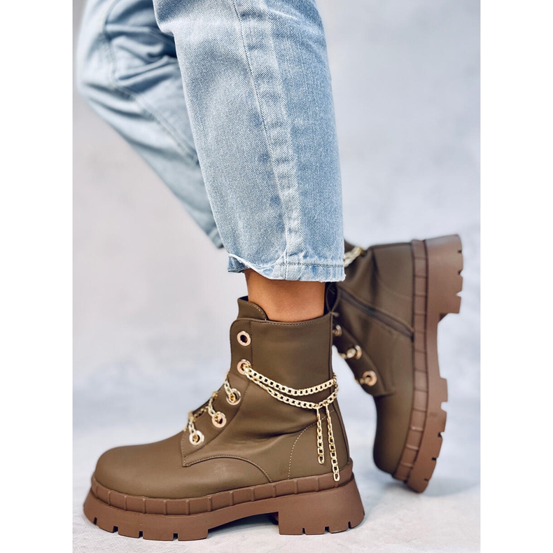 Stivali stringati di Lohan Khaki marrone 1