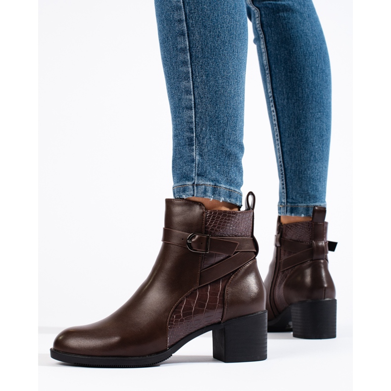 Stivaletti con tacco alto da donna di colore marrone Shelovet 1