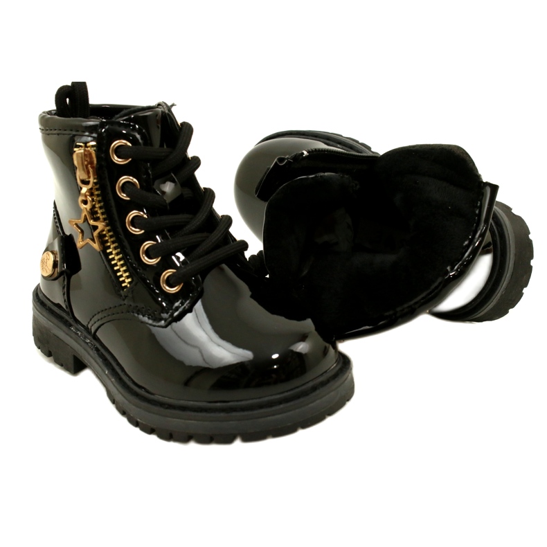 Miss Stivali da ragazza in vernice, stella 23DZ23-6593, neri nero 5