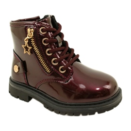Miss Stivali da bambina, vernice, stella 23DZ23-6593, bordeaux rosso 1