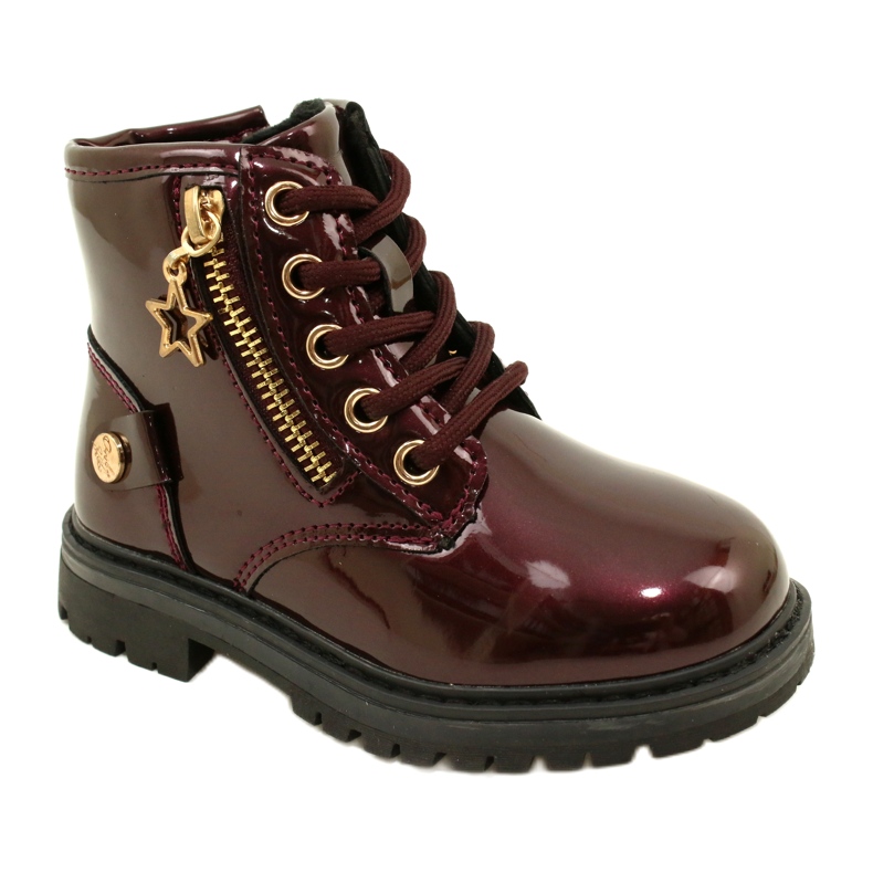 Miss Stivali da bambina, vernice, stella 23DZ23-6593, bordeaux rosso 1