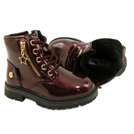 Miss Stivali da bambina, vernice, stella 23DZ23-6593, bordeaux rosso 5