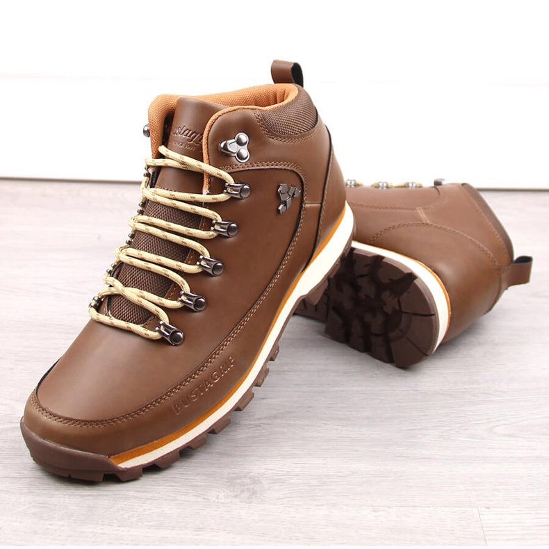 Scarpe da trekking da uomo in pelle marrone scuro Bustagrip 2