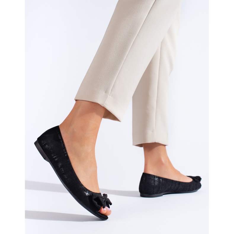 Goodin Ballerine open toe con fiocco nero 1
