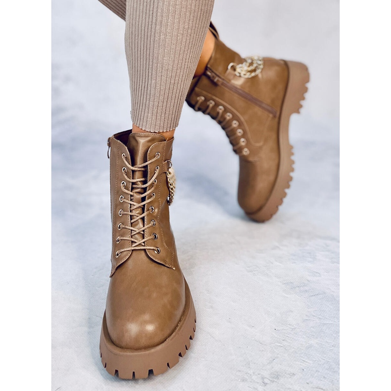 Stivali stivali con catene Tokio Khaki beige 1