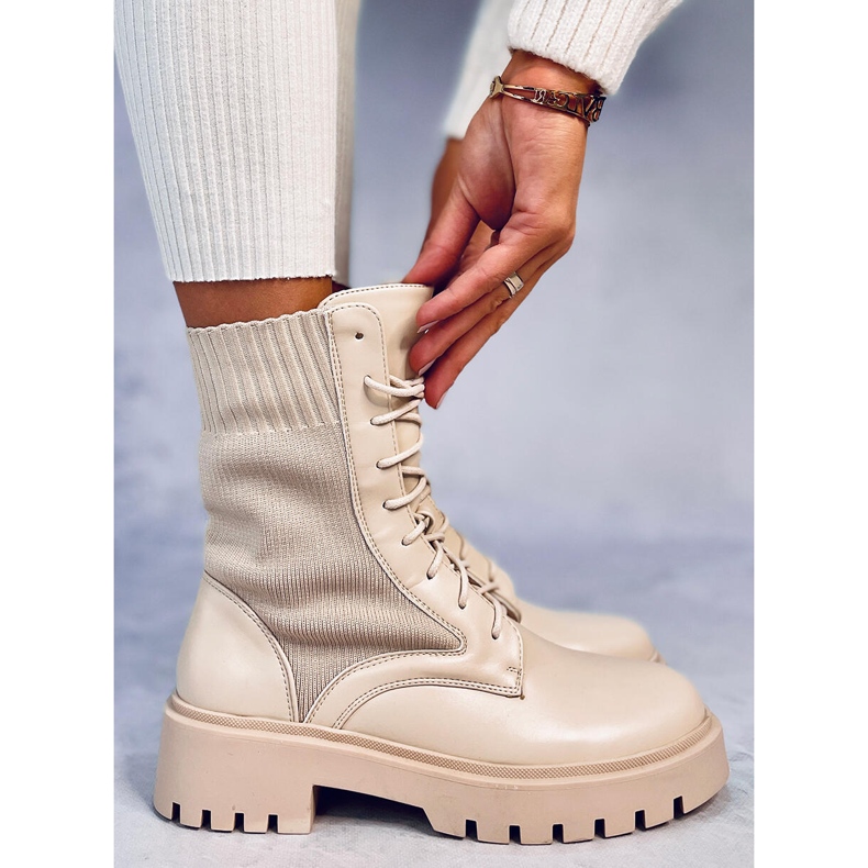 Stivali con tomaia elastica Cass Beige 2