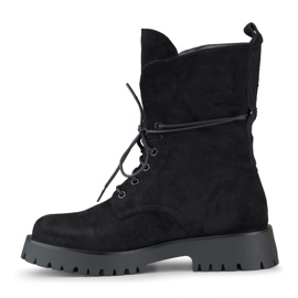 Stivali da lavoro da donna stringati in pelle scamosciata nera beige 2