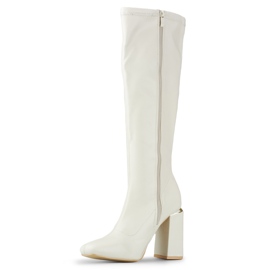Stivali beige in ecopelle con tacco alto 1