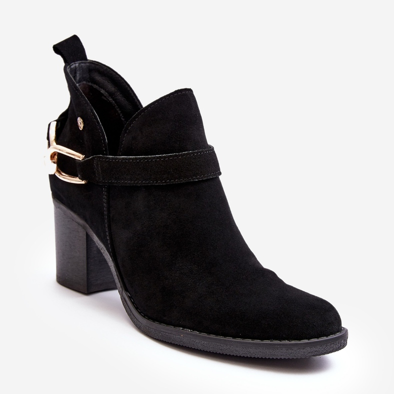 Stivali con tacco alto in pelle scamosciata da donna Maciejka 06247-01 Nero 1