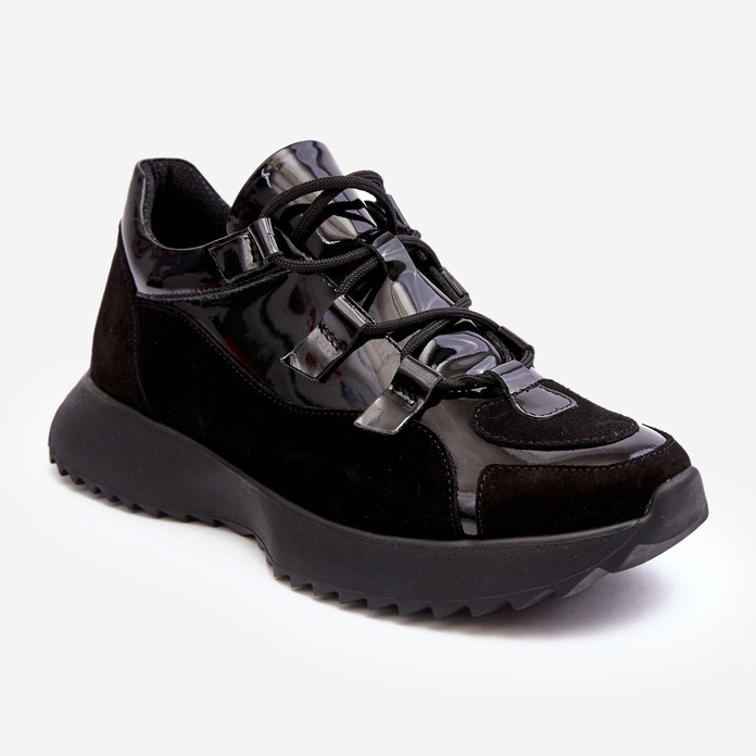 Scarpe Sportive da Donna in Pelle Verniciata M01/2 Zazoo Nere nero 1