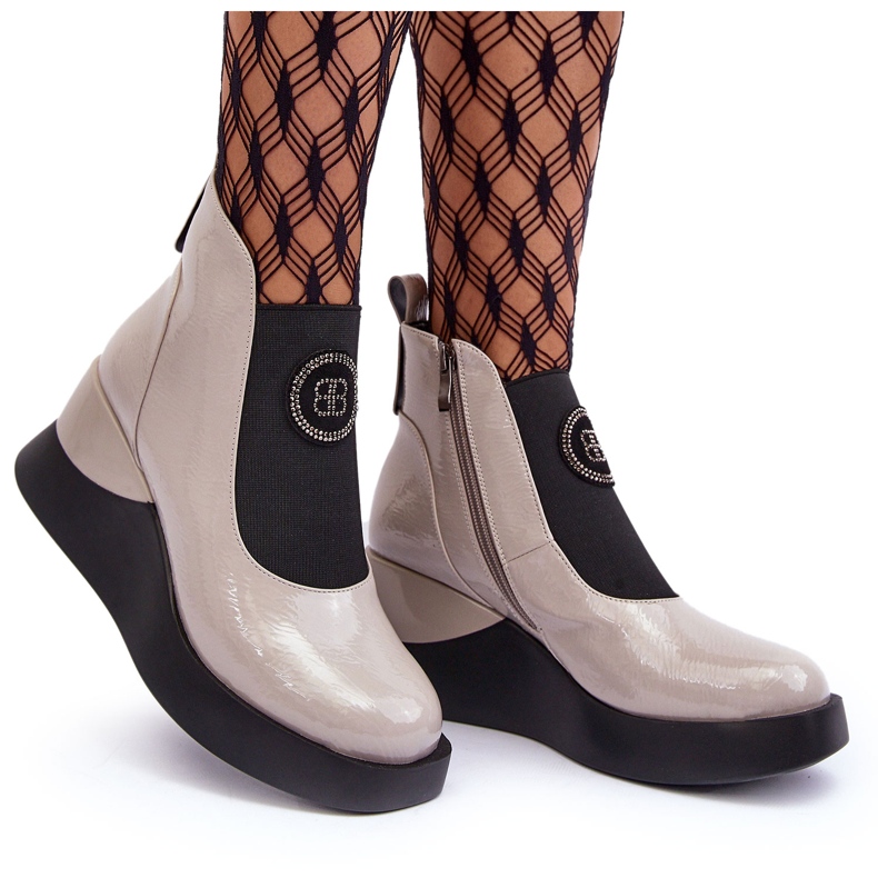 Stivali con zeppa in pelle S.Barski MR870-22 Grigio chiaro 4
