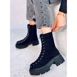 Stivali stringati da donna Wayne Black nero 1