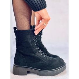 Stivali stringati Lavey in camoscio nero 1