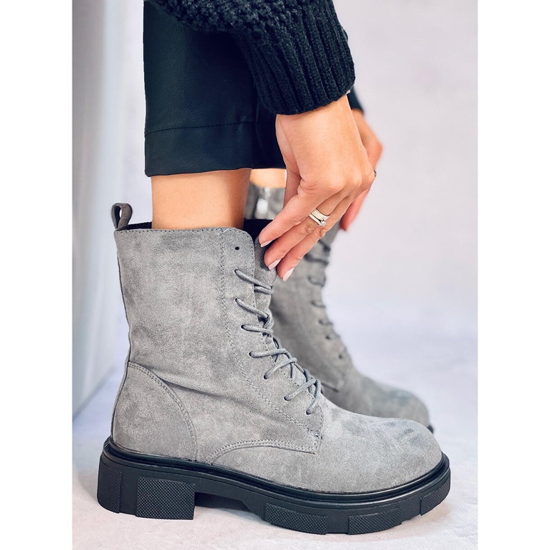 Stivali stringati in camoscio Lavey Grey grigio 2