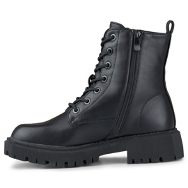 Stivaletti stringati da donna in ecopelle nera nero 2