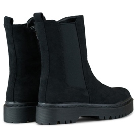 Stivaletti da donna in camoscio nero con suola spessa 1