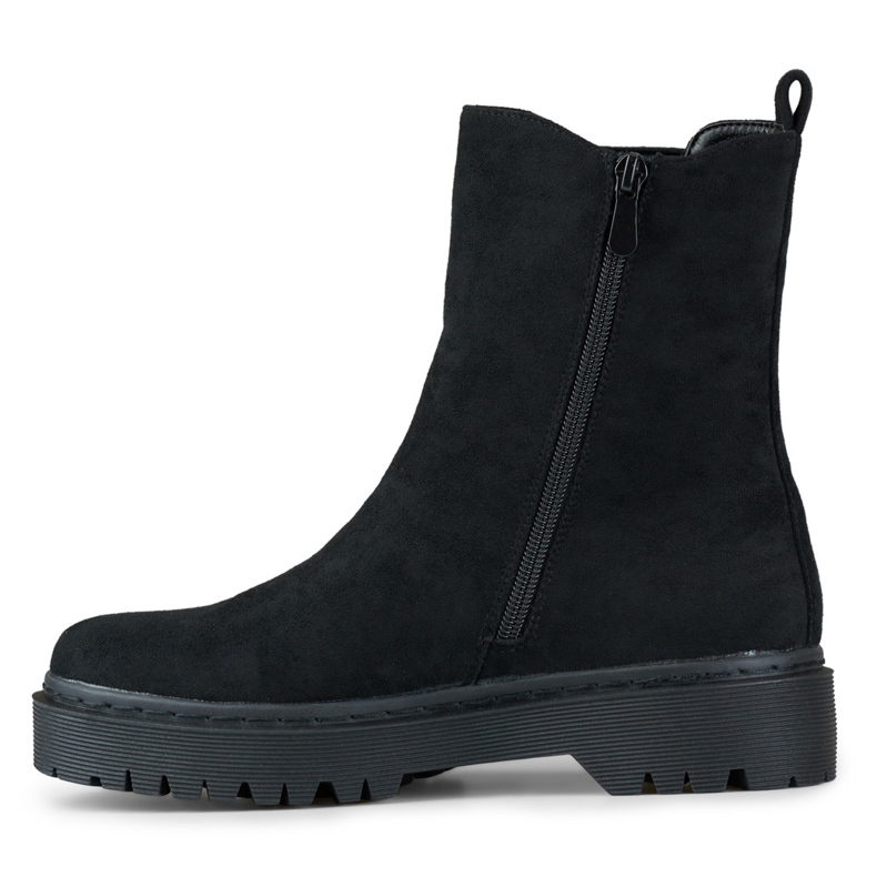 Stivaletti da donna in camoscio nero con suola spessa 2