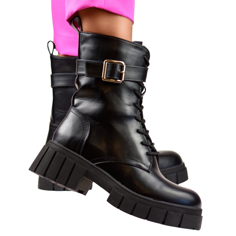 Eleganti scarpe da lavoro da donna nere con suola spessa nero 2