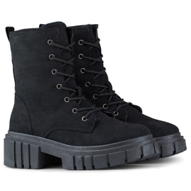Stivaletti da donna stringati in camoscio nero 1