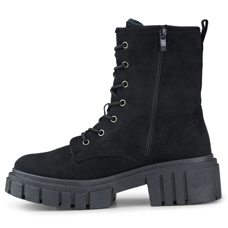 Stivaletti da donna stringati in camoscio nero 2